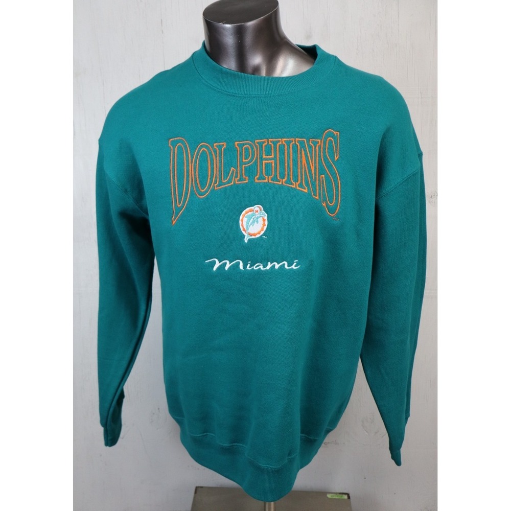 Vintage Miami Dolphins Lee Sport Mens Size Large L Teal Crewneck NFL Sweatshirt